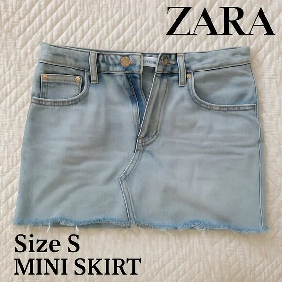Zara Light Wash Denim Mini Skirt - Picture 2 of 7